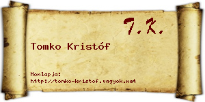 Tomko Kristóf névjegykártya